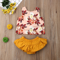 Allover Sleeveless Top and Solid PP Shorts Set