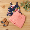 Allover Slip Top and Solid Shorts Sets