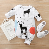 Animal Deer Print Long-sleeve Baby Romper
