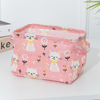 Animal Fruit Cartoon Foldable Fabric Storage Receive Basket with Handle Cotton Linen Storage Bins