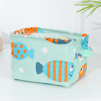 Animal Fruit Cartoon Foldable Fabric Storage Receive Basket with Handle Cotton Linen Storage Bins