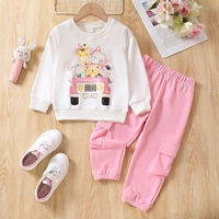 Animal Pattern Toddler Girl 2pcs Set with Patch Pocket,  Regular Fit