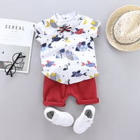 Animal Print Short-sleeve Shirt and Solid Pants Set