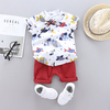 Animal Print Short-sleeve Shirt and Solid Pants Set