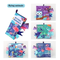 Animal Tails Cloth Book Washable Baby Soft Cloth Book Toys Built-in Sound Paper Activity Early Education Toy (Flying Animals / Ocean World / Animal Travel)