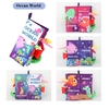 Animal Tails Cloth Book Washable Baby Soft Cloth Book Toys Built-in Sound Paper Activity Early Education Toy (Flying Animals / Ocean World / Animal Travel)
