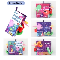 Animal Tails Cloth Book Washable Baby Soft Cloth Book Toys Built-in Sound Paper Activity Early Education Toy (Flying Animals / Ocean World / Animal Travel)