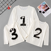 Anthropomorphic Numeral Printed Long-sleeve Matching T-shirt