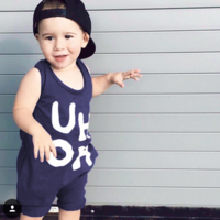 Baby / Toddler Girl Trendy Letter Print Strappy Onesies