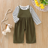 Baby / Toddler Striped Long-sleeve Tee and Solid Overalls Set