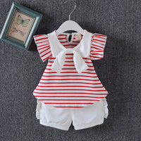 Baby / Toddler Striped Navy Collar Top and Ruffled Shorts Set