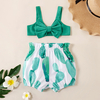 Baby / Toddler Stylish Bowknot Strappy Top and Cactus Print Shorts Set