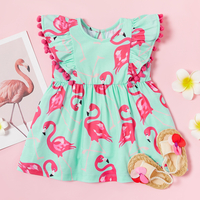 Baby / Toddler Stylish Flamingo Allover Tasseled Decor Dress