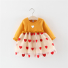 Baby / Toddler Sweet Solid Heart Print Splice Tulle Dress