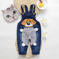 Baby / Toddler Trendy Cartoon Dog Embroidery Denim Overalls