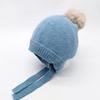 Baby / Toddler Trendy Solid Knitted Pompon Tie-up Hat