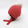 Baby / Toddler Trendy Solid Knitted Pompon Tie-up Hat