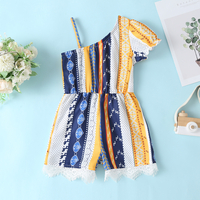 Baby / Toddler Vintage Print Oblique shoulder Jumpsuit