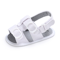 Baby / Toddler White Clasp Striped First Walkers Sandals