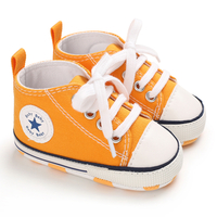 Baby / Toddler Yellow Lace-up Solid Canvas Prewalker Shoes