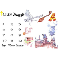 Little Muggle Print Baby Milestone Blanket Photography Background Prop