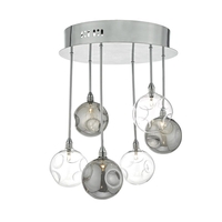 Dar Quinn 6 Light Cascade Ceiling Pendant - Chrome