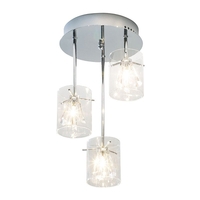 Dar Somerset 3 Light Crystal Semi-Flush Ceiling Light - Polished Chrome