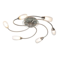 Dar Tugel 6 Arm Semi-Flush Ceiling Light - Satin Chrome