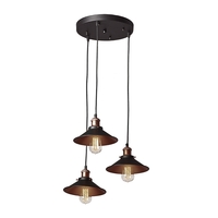 Edit Bench 3 Light Cascade Ceiling Pendant - Black & Copper