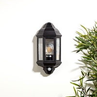 Edit Coastal Newquay Half Lantern Outdoor Wall Light with Dusk to Dawn Sensor - Black