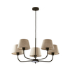 Edit Cottage 5 Arm Ceiling Pendant Light - Black & Natural Linen