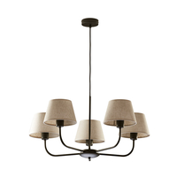 Edit Cottage 5 Arm Ceiling Pendant Light - Black & Natural Linen