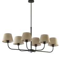 Edit Cottage 6 Light Multi Arm Pendant Light - Black & Natural Linen