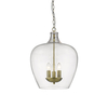 Edit Daphne 3 Light Glass Ceiling Pendant - Antique Brass