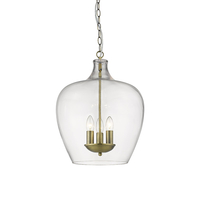 Edit Daphne 3 Light Glass Ceiling Pendant - Antique Brass