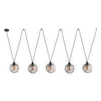 Edit Pobo 5 Arm Ceiling Pendant Light - Smoked Glass