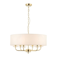 Endon Nixon 6 Light Ceiling Pendant Light - Polished Brass