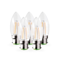 Envirolight 4W Warm White Dimmable LED Decorative Filament Candle Bulb - Bayonet Cap - Pack of 5