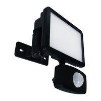 Eterna 10W Cool White LED Polycarbonate IP44 Floodlight with PIR Sensor - Black