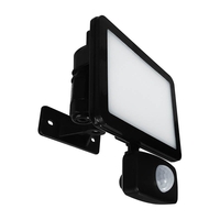 Eterna 20W Cool White LED Polycarbonate IP44 Floodlight with PIR Sensor - Black