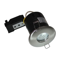 Evolve 5W Warm White Dimmable LED Fire Rated IP65 Fixed Downlight - Satin Nickel
