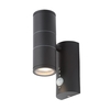 Forum Coastal Islay Outdoor Up & Down Wall Light with PIR Sensor - Black