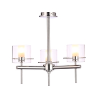 Forum Gene Glass 3 Arm Semi-Flush Ceiling Light - Polished Chrome