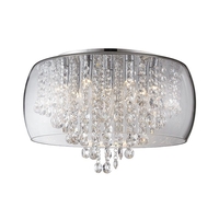 Forum Nore Crystal Large Flush Ceiling Light - Polished Chrome