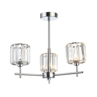 Forum Pegasi Glass 3 Arm Semi-Flush Ceiling Pendant Light - Polished Chrome