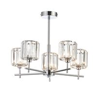 Forum Pegasi Glass 5 Arm Semi-Flush Ceiling Light - Polished Chrome