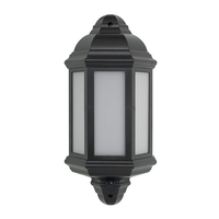 LED Half Lantern Outdoor Wall Light with PIR Sensor - Black