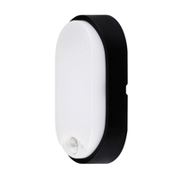 Luceco Eco 10W Cool White LED Oval Flush Light with PIR Sensor - Black/White