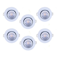 Luceco F-Eco 5W Warm White Dimmable LED Fire Rated Adjustable Downlight - White - Pack of 6