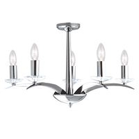 Model 5 Arm Semi-Flush Ceiling Light - Polished Chrome